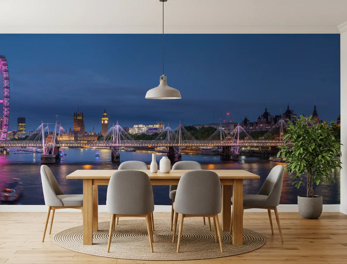 Evening Lights over the River Thames Wall Mural