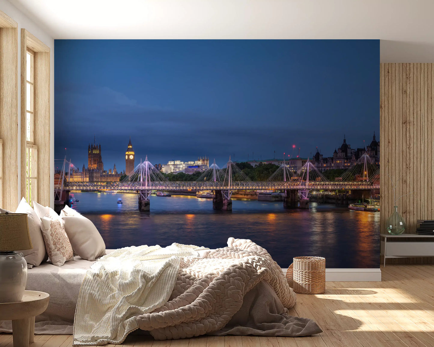 Evening Lights over the River Thames Wall Mural