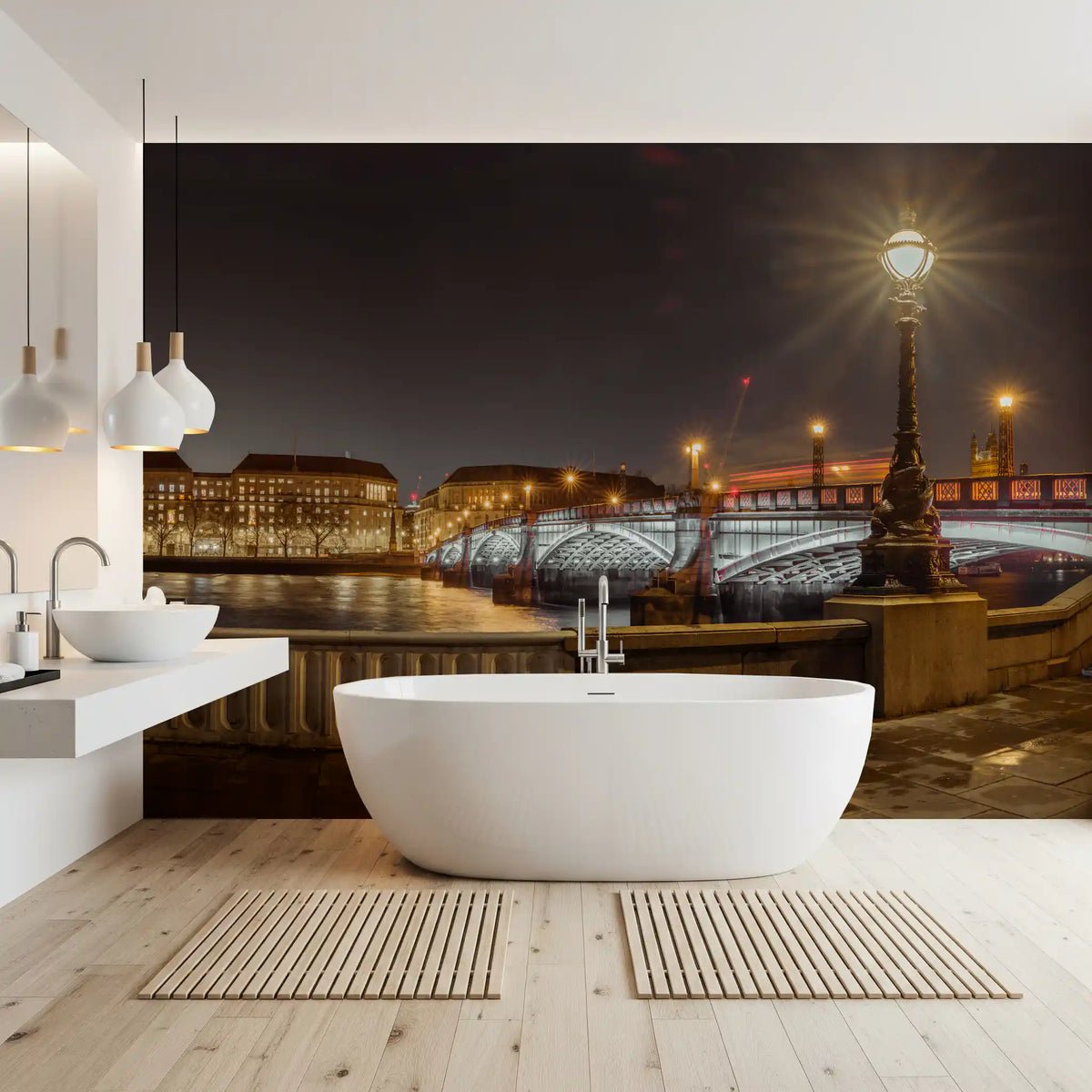 Riverside Nocturne Architecture Wall Mural