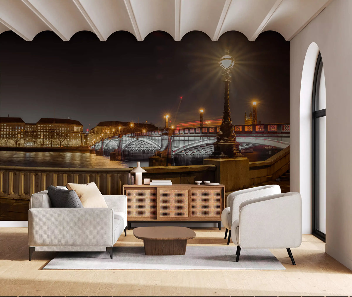 Riverside Nocturne Architecture Wall Mural