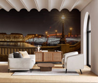 Riverside Nocturne Architecture Wall Mural