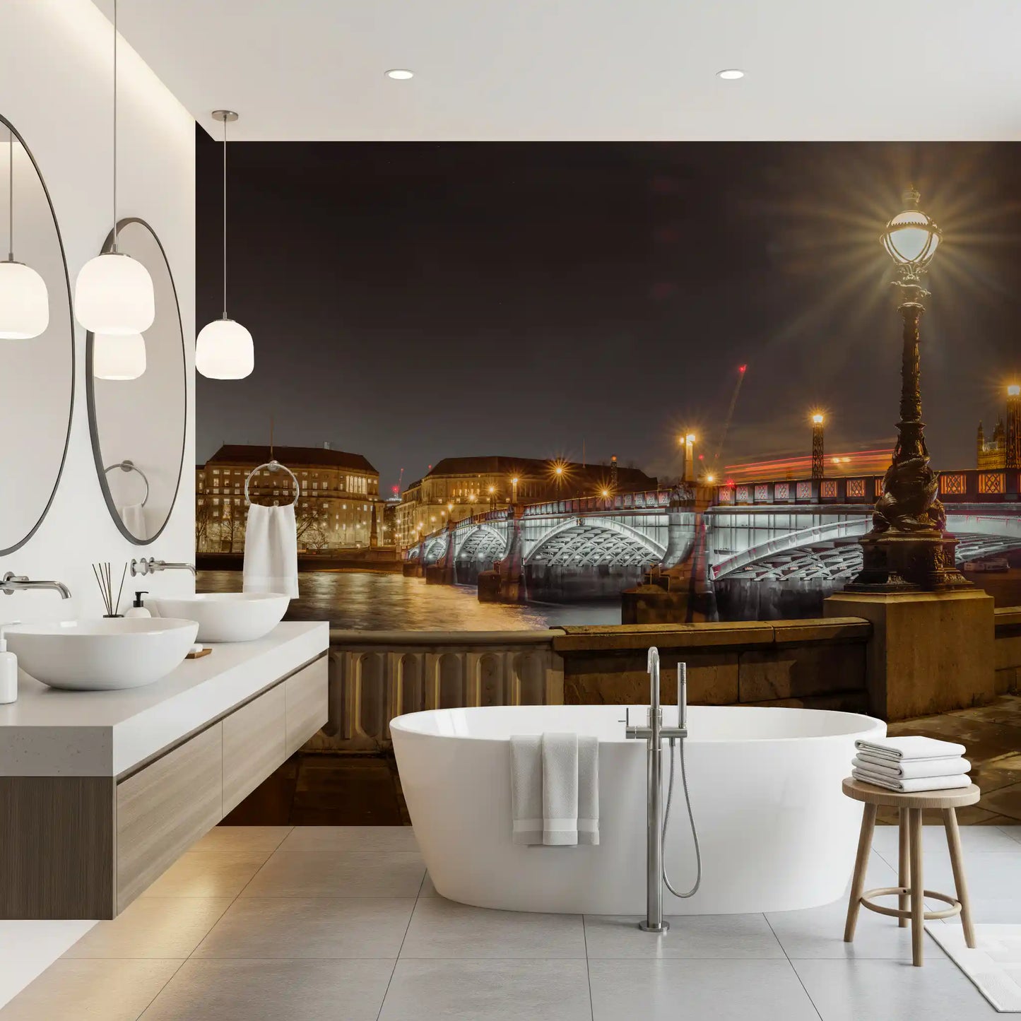 Riverside Nocturne Architecture Wall Mural