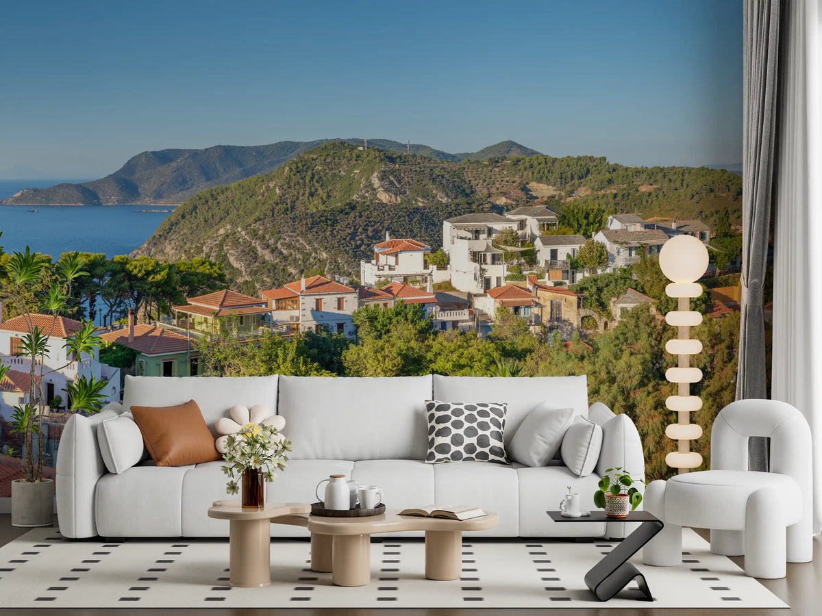 Sun-Kissed Aegean Hillside Retreat Wall Mural