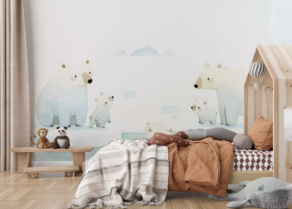 Arctic Polar Bear Family Wall Mural