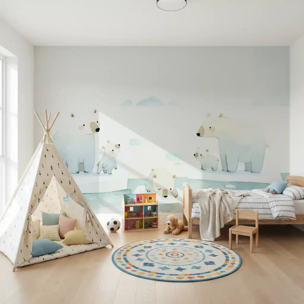 Arctic Polar Bear Family Wall Mural
