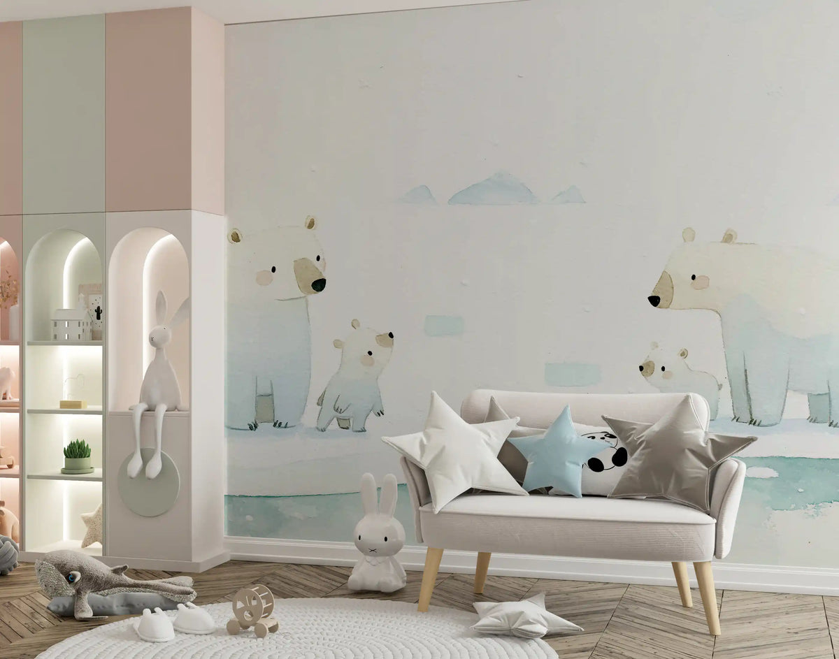 Arctic Polar Bear Family Wall Mural