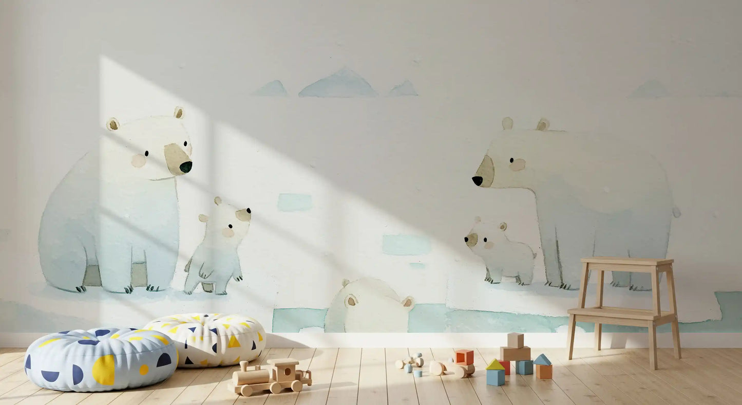 Arctic Polar Bear Family Wall Mural