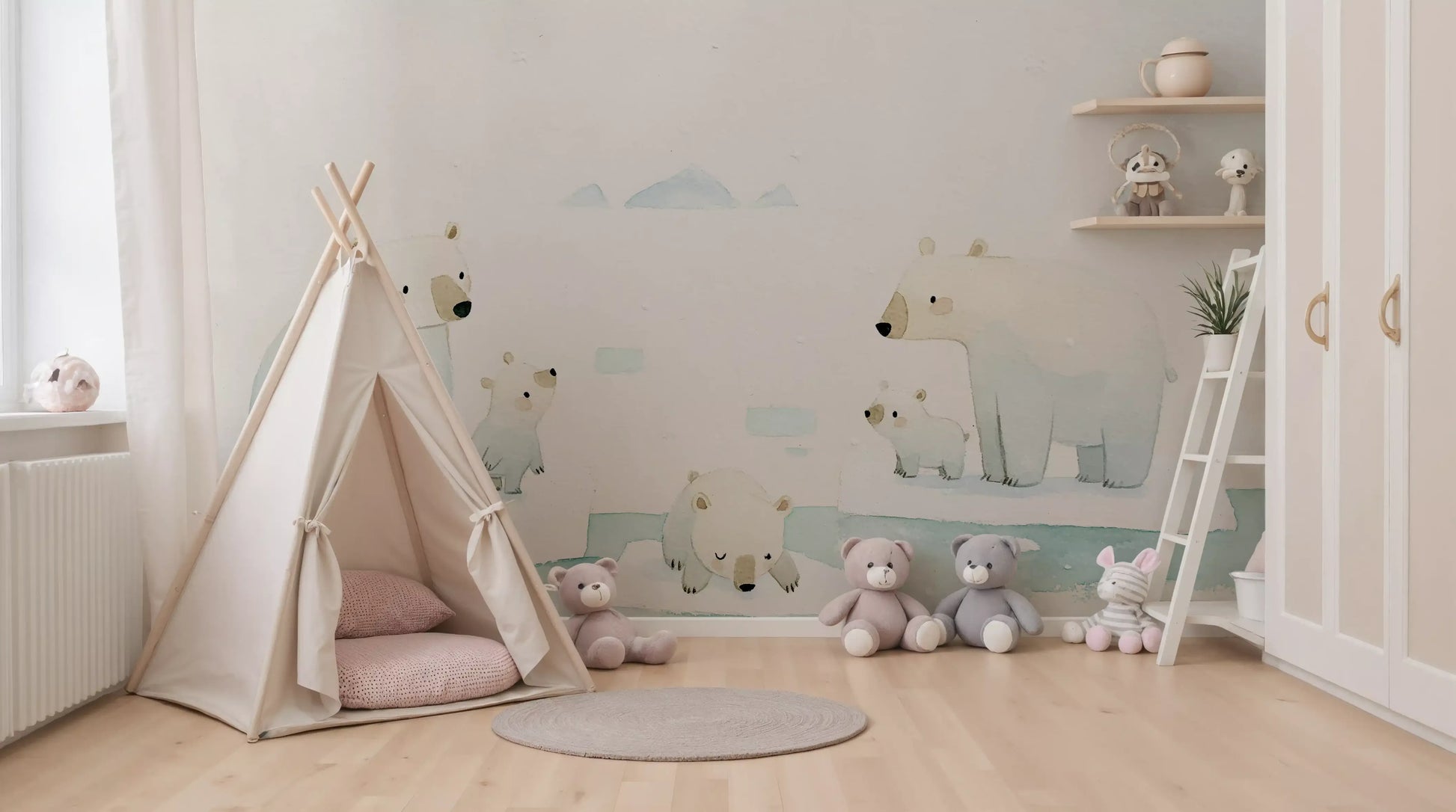 Arctic Polar Bear Family Wall Mural