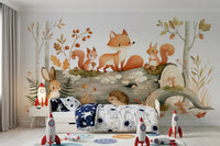 Woodland Friends in Autumn Forest Wall Mural