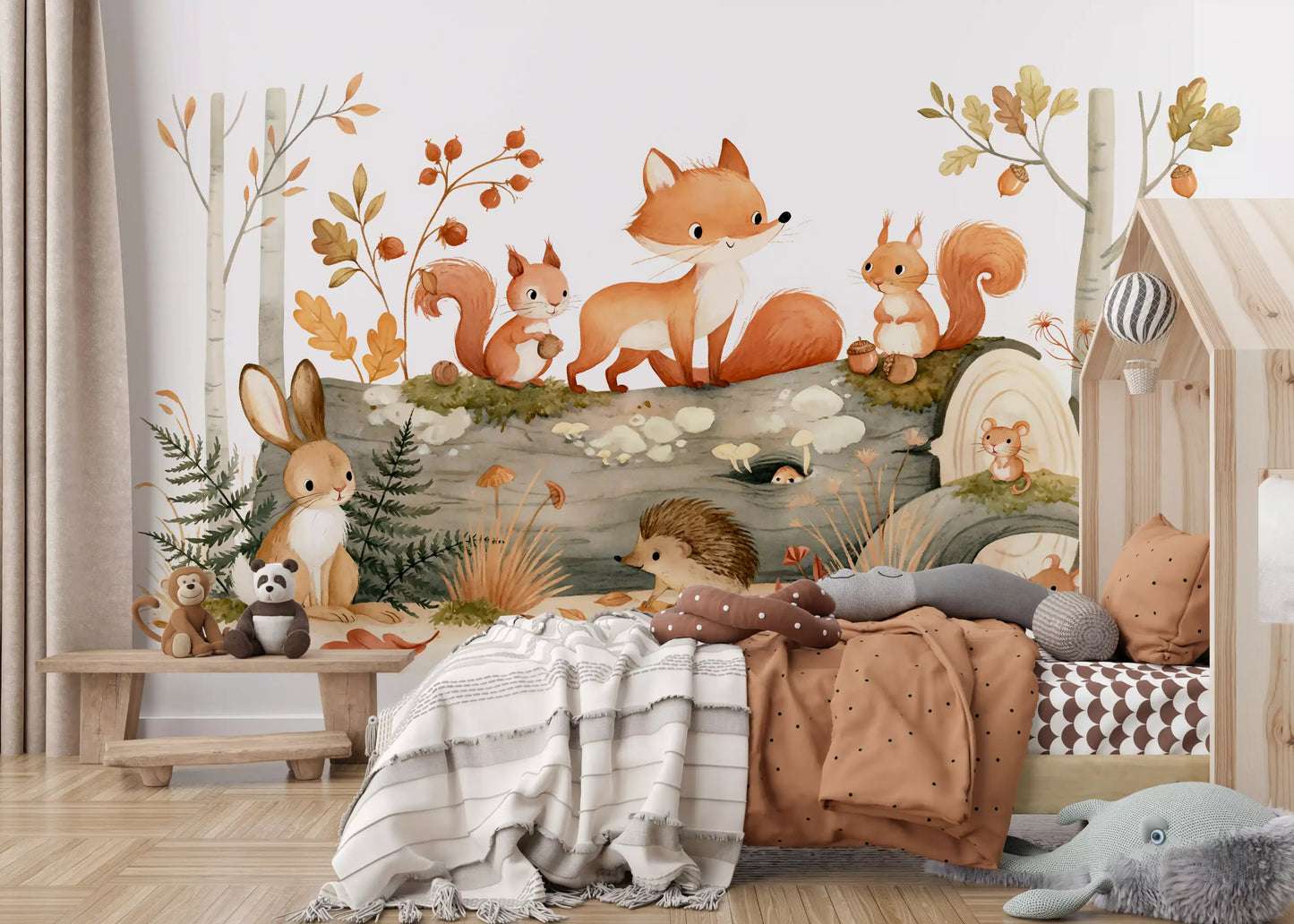 Woodland Friends in Autumn Forest Wall Mural
