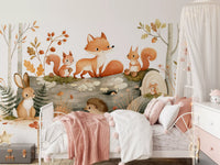 Woodland Friends in Autumn Forest Wall Mural