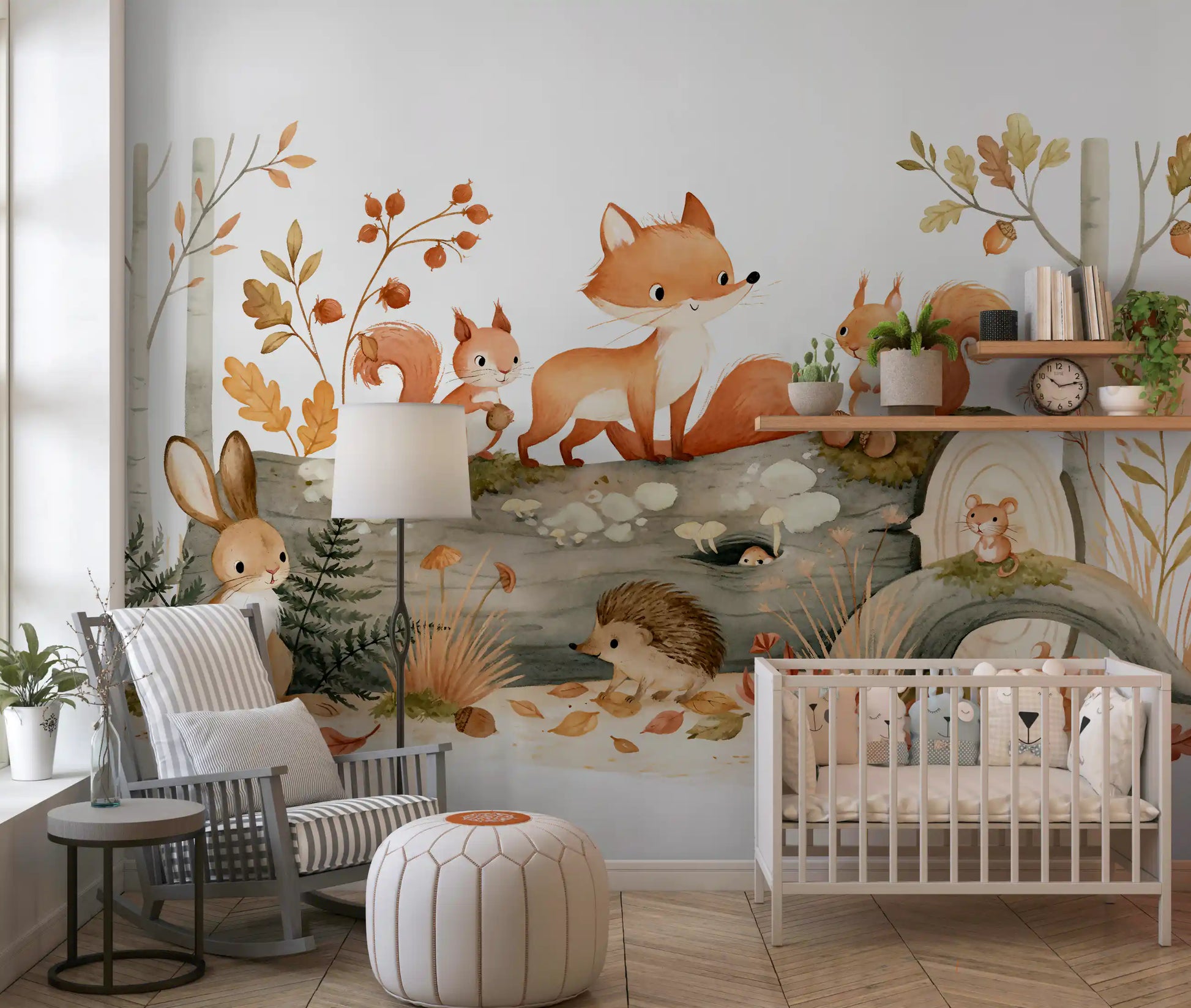 Woodland Friends in Autumn Forest Wall Mural