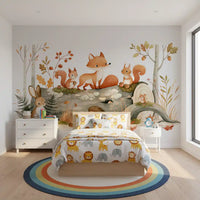 Woodland Friends in Autumn Forest Wall Mural