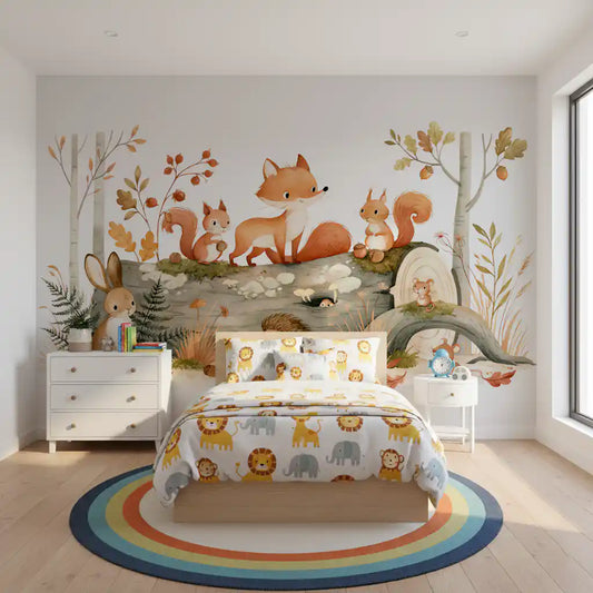 Woodland Friends in Autumn Forest Wall Mural