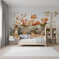 Woodland Friends in Autumn Forest Wall Mural