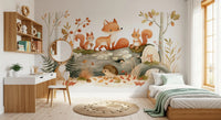 Woodland Friends in Autumn Forest Wall Mural