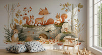 Woodland Friends in Autumn Forest Wall Mural