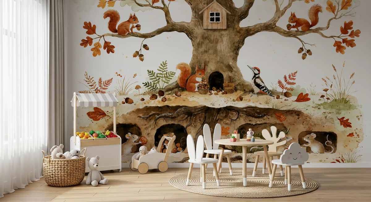 Autumnal Forest Animal Haven Wall Mural