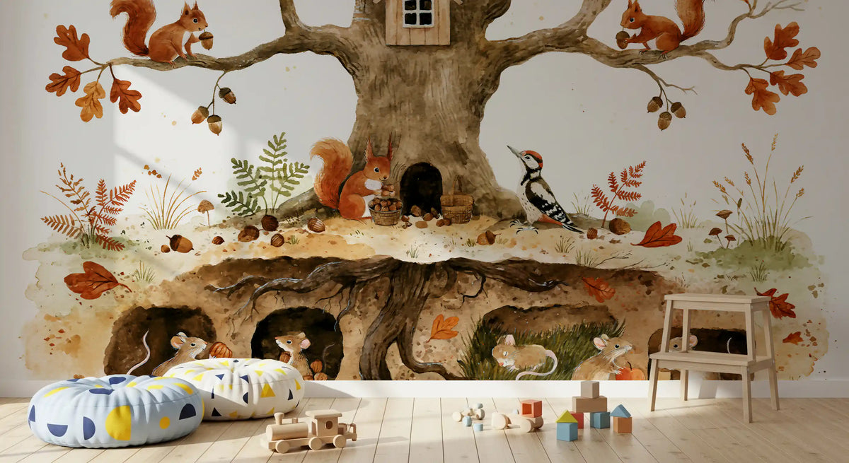 Autumnal Forest Animal Haven Wall Mural