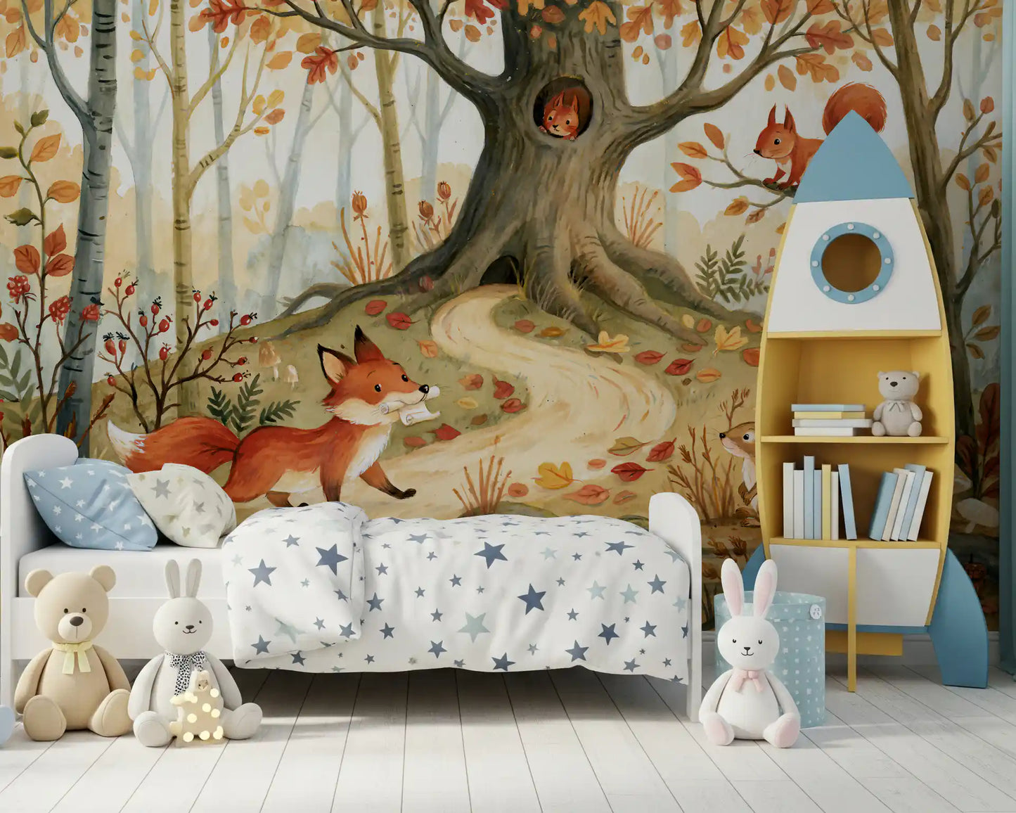 Autumn Woodland Animal Friends Wall Mural