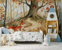 Autumn Woodland Animal Friends Wall Mural
