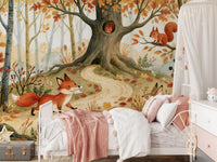 Autumn Woodland Animal Friends Wall Mural