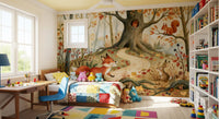 Autumn Woodland Animal Friends Wall Mural