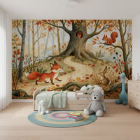 Autumn Woodland Animal Friends Wall Mural