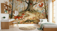 Autumn Woodland Animal Friends Wall Mural