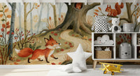 Autumn Woodland Animal Friends Wall Mural
