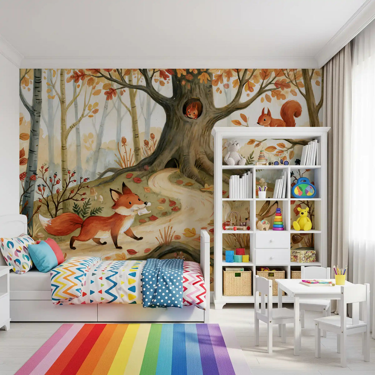 Autumn Woodland Animal Friends Wall Mural