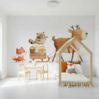 Winter Forest Friends Sleigh Ride Wall Mural