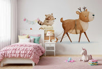 Winter Forest Friends Sleigh Ride Wall Mural