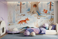 Forest Snow Day In Scandinavian Winter Landscape Wall Mural