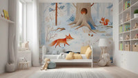 Forest Snow Day In Scandinavian Winter Landscape Wall Mural