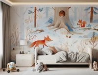 Forest Snow Day In Scandinavian Winter Landscape Wall Mural
