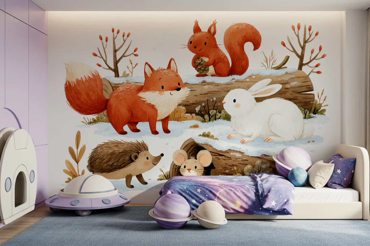 Winter Forest Friends Wall Mural
