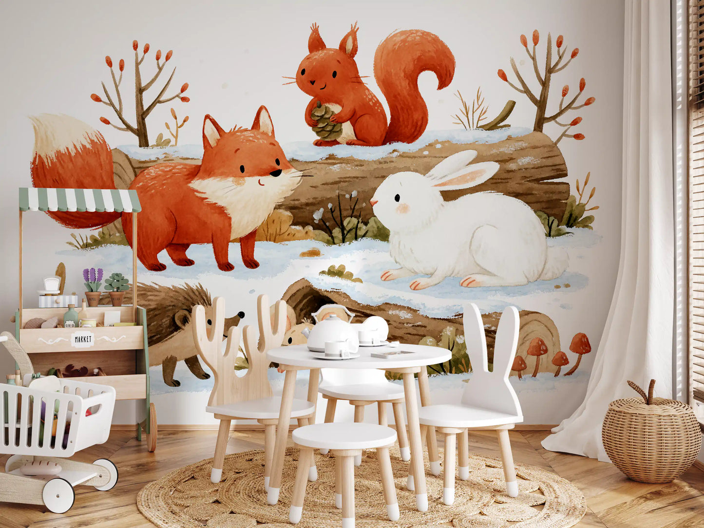 Winter Forest Friends Wall Mural