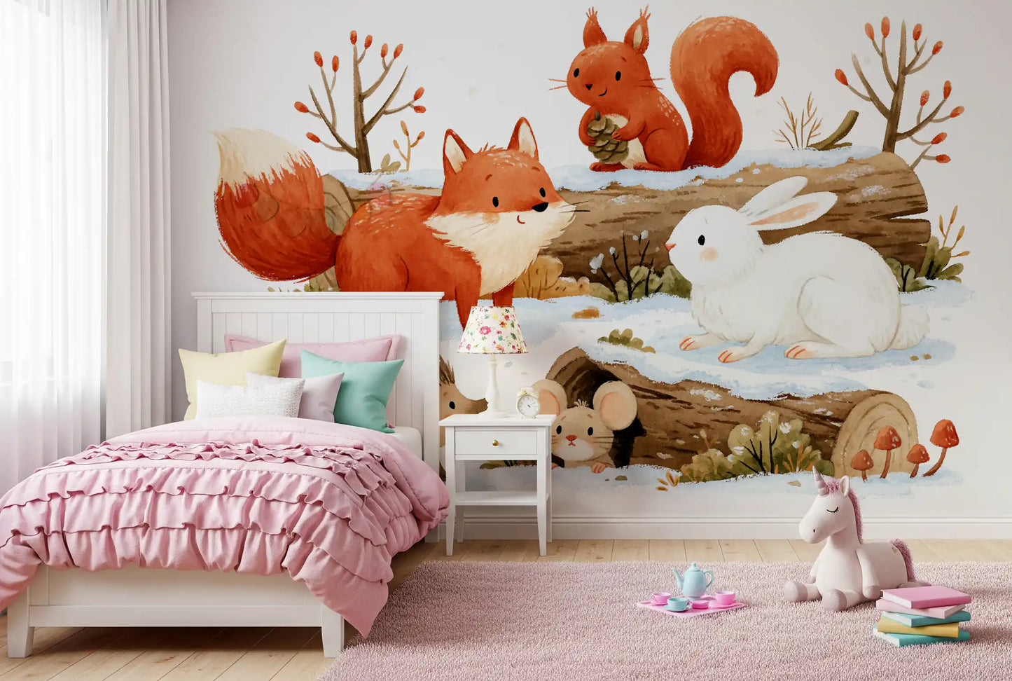 Winter Forest Friends Wall Mural