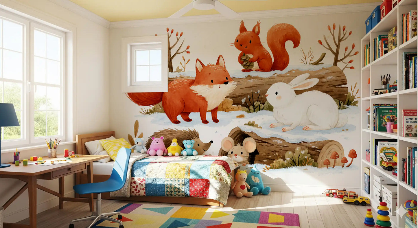 Winter Forest Friends Wall Mural