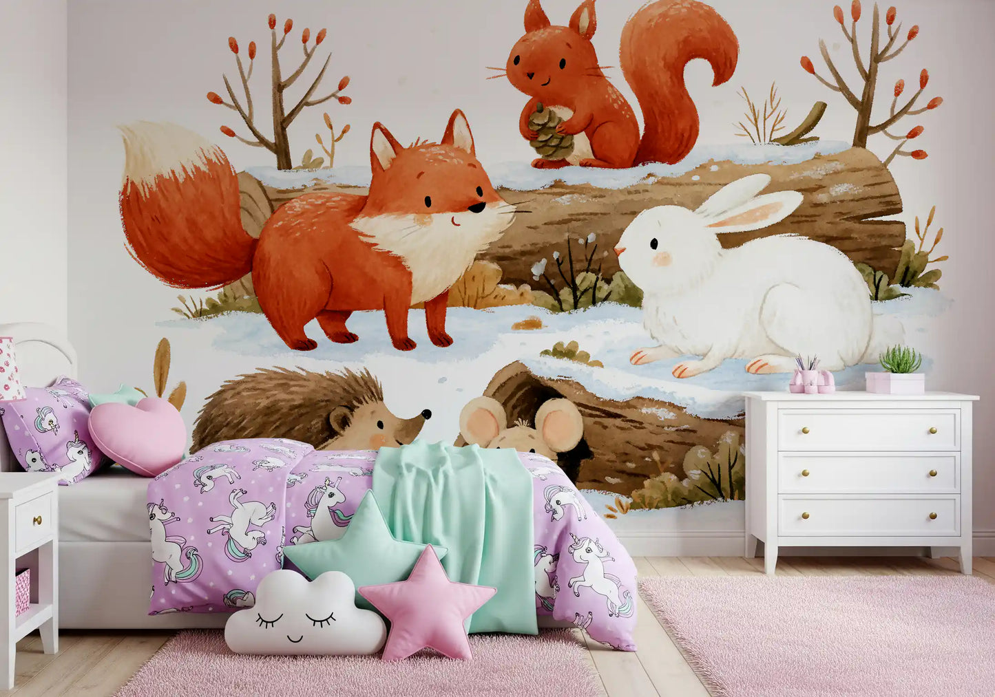 Winter Forest Friends Wall Mural