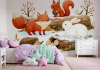 Winter Forest Friends Wall Mural