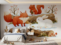 Winter Forest Friends Wall Mural