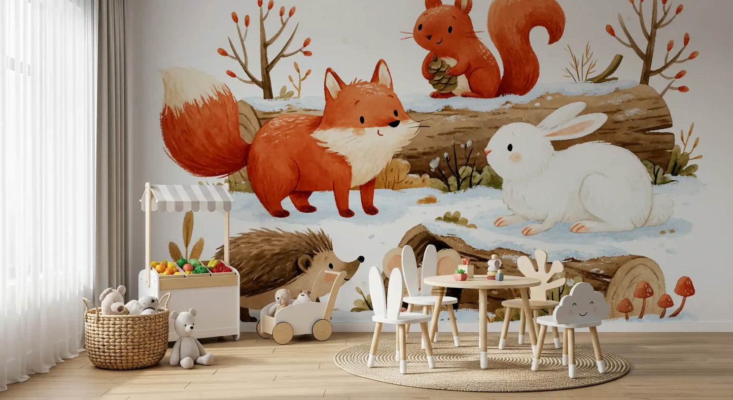 Winter Forest Friends Wall Mural