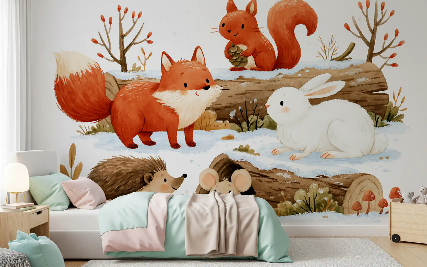Winter Forest Friends Wall Mural
