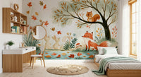 Autumn Woodland Friends Illustration Wall Mural