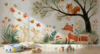 Autumn Woodland Friends Illustration Wall Mural