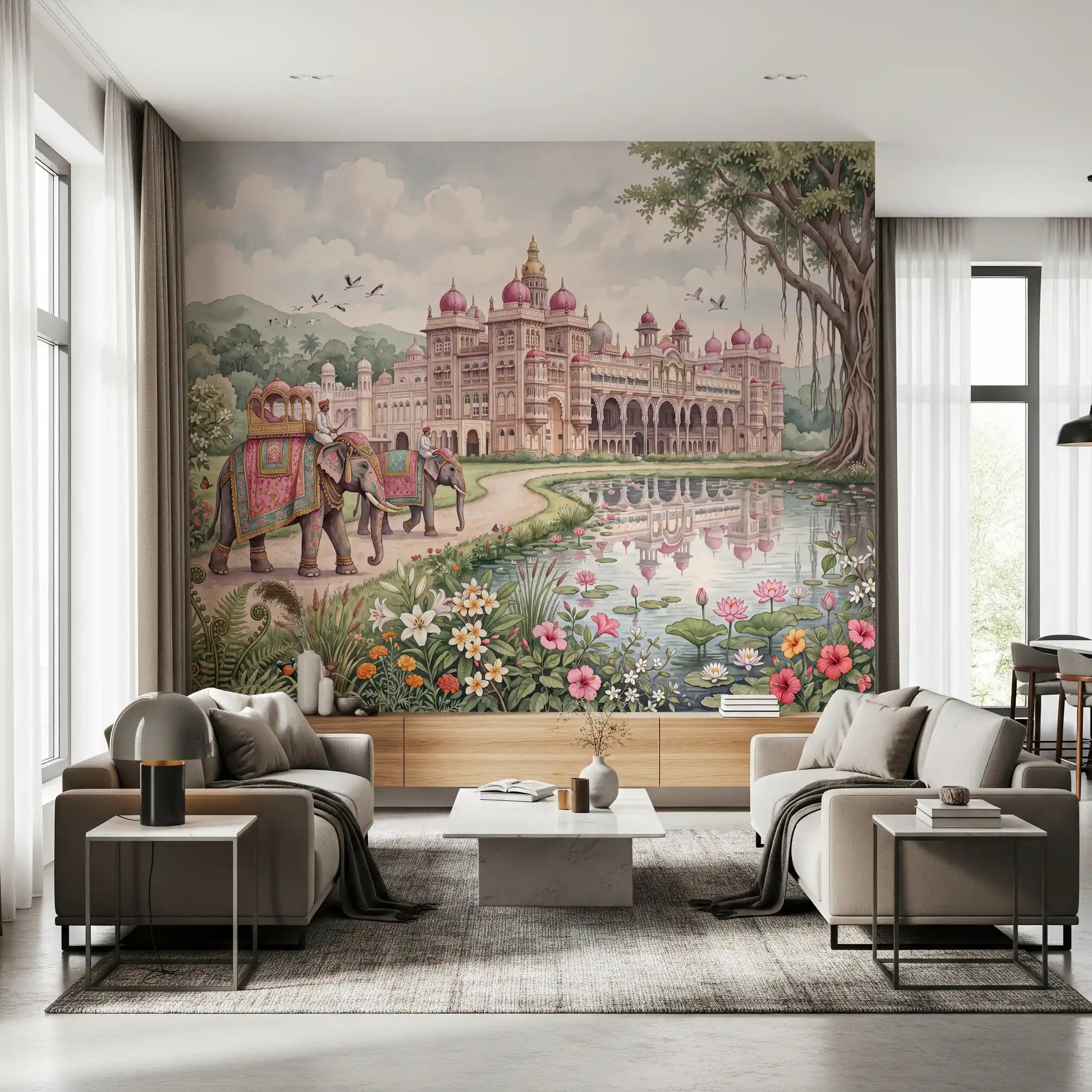 The Maharaja’s Lotus Garden Wall Mural - RJM06