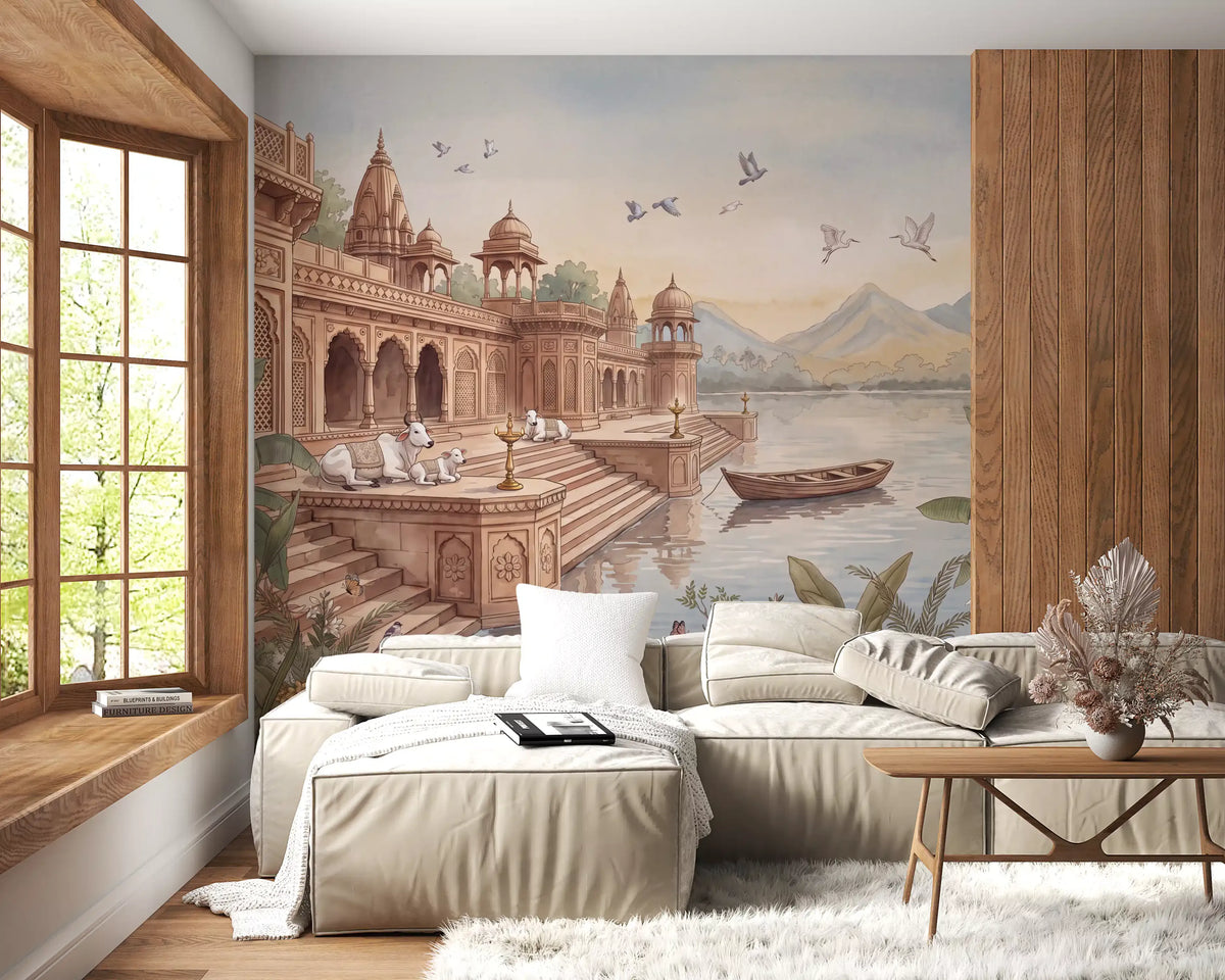 The Sacred Ghats at Dawn Wall Mural - RJM11