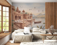 The Sacred Ghats at Dawn Wall Mural - RJM11
